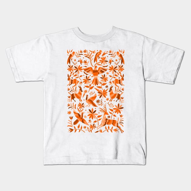 Mexican Otomí Design in Orange color Kids T-Shirt by Akbaly